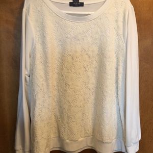 Verve Blues White Lace Overlay Knit Shirt